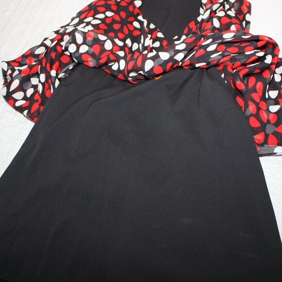 Diane Von Furstenberg Womens Fleurette Silk Dress Black Red Teardrop Size 4 - Picture 12 of 16